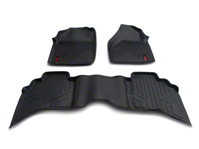 Rough Country Heavy Duty Front and Rear Floor Mats; Black (02-08 RAM 1500 Quad Cab)