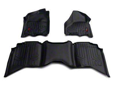 Rough Country Heavy Duty Front and Rear Floor Mats; Black (12-18 RAM 1500 Quad Cab, Crew Cab)