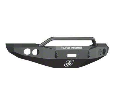 Road Armor Stealth Winch Front Bumper with Pre-Runner Guard and Round Light Mounts; Satin Black (06-08 RAM 1500)