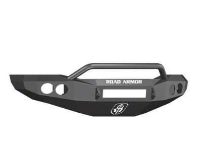 Road Armor Stealth Non-Winch Front Bumper with Pre-Runner Guard and Round Light Mounts; Satin Black (06-08 RAM 1500)