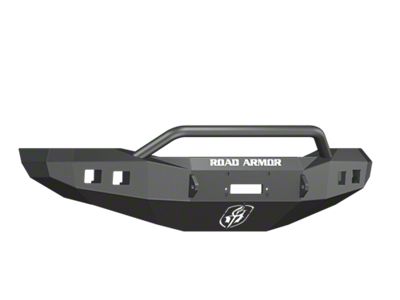 Road Armor Stealth Winch Front Bumper with Pre-Runner Guard and Square Light Mounts; Satin Black (06-08 RAM 1500)