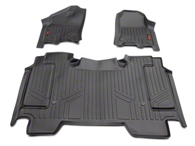 Rough Country Heavy Duty Front and Rear Floor Mats; Black (19-23 RAM 1500 Crew Cab w/o Factory Under Seat Storage)