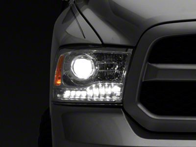 Raxiom LED Halo Headlights with Switchback Turn Signals; Chrome Housing; Clear Lens (09-18 RAM 1500)
