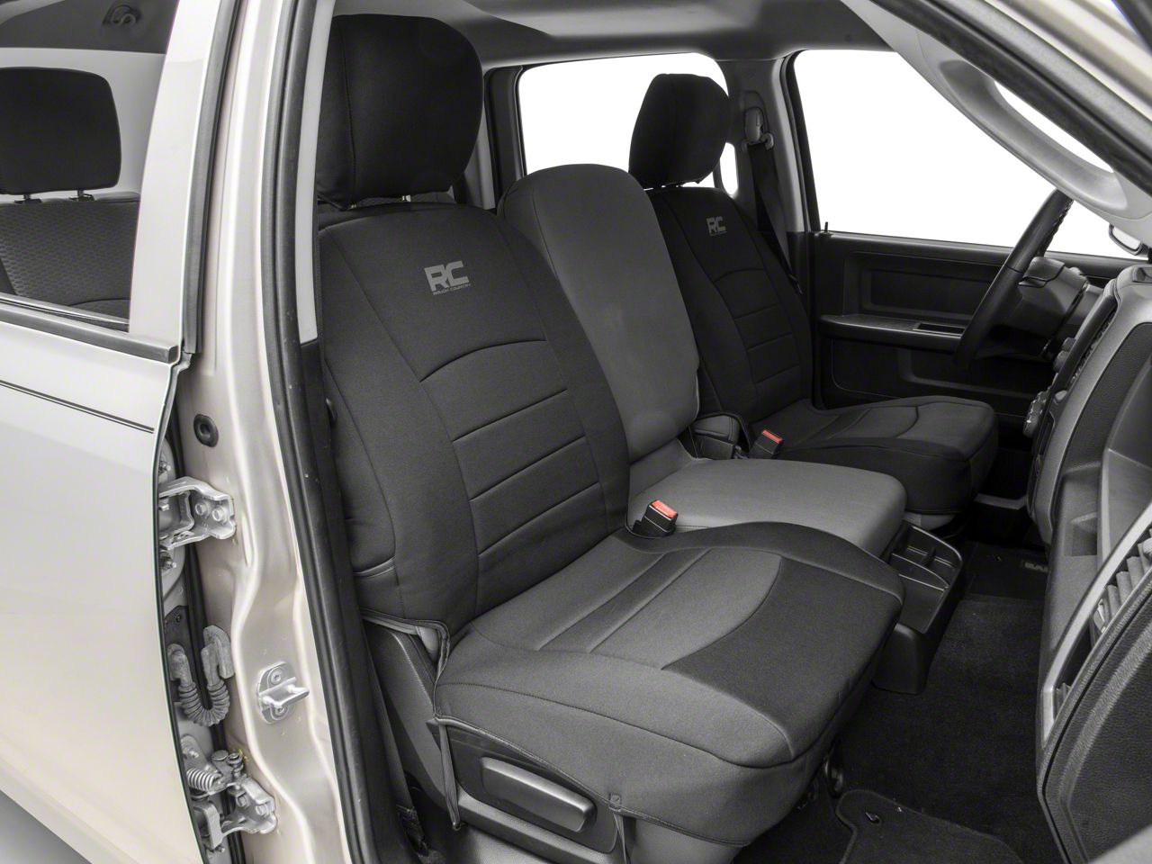 Rough Country RAM 1500 Neoprene Front Seat Covers; Black 91028 (09-18 RAM  1500 w/ Bucket Seats)