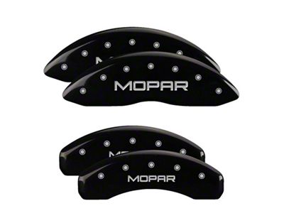 MGP Black Caliper Covers with MOPAR Logo; Front and Rear (19-23 RAM 1500 w/ Standard Rear Calipers)