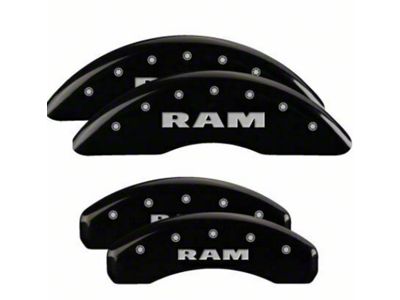 MGP Black Caliper Covers with RAM Logo; Front and Rear (19-23 RAM 1500 w/ Alternate Rear Calipers)