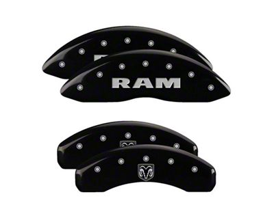 MGP Black Caliper Covers with RAMHEAD Logo; Front and Rear (19-23 RAM 1500 w/ Standard Rear Calipers)