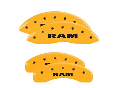 MGP Yellow Caliper Covers with RAM Logo; Front and Rear (19-23 RAM 1500 w/ Standard Rear Calipers)