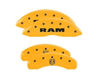 MGP Yellow Caliper Covers with RAMHEAD Logo; Front and Rear (19-23 RAM 1500 w/ Standard Rear Calipers)