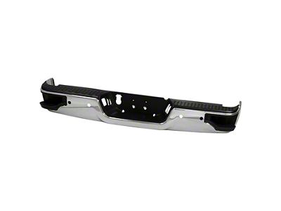 Corner Step Style Steel Rear Bumper; Pre-Drilled for Backup Sensors; Chrome (09-18 RAM 1500 w/o Factory Dual Exhaust)