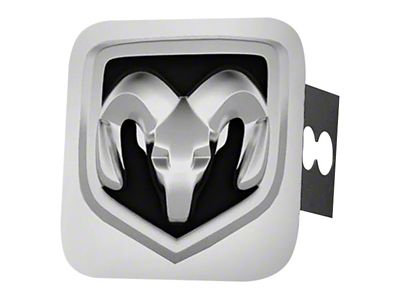 RAM Head Hitch Cover; Chrome/Black Fill (Universal; Some Adaptation May Be Required)