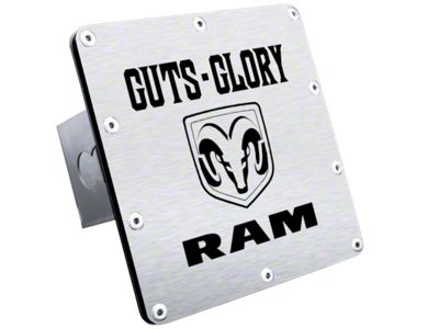 Guts, Glory, RAM Class III Hitch Cover; Brushed (Universal; Some Adaptation May Be Required)