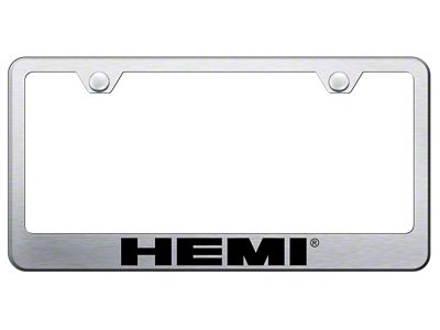 HEMI Stainless Steel License Plate Frame; Laser Etched Brushed (Universal; Some Adaptation May Be Required)