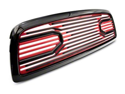 RedRock Big Horn Style Upper Replacement Grille; Black and Red (09-12 RAM 1500)