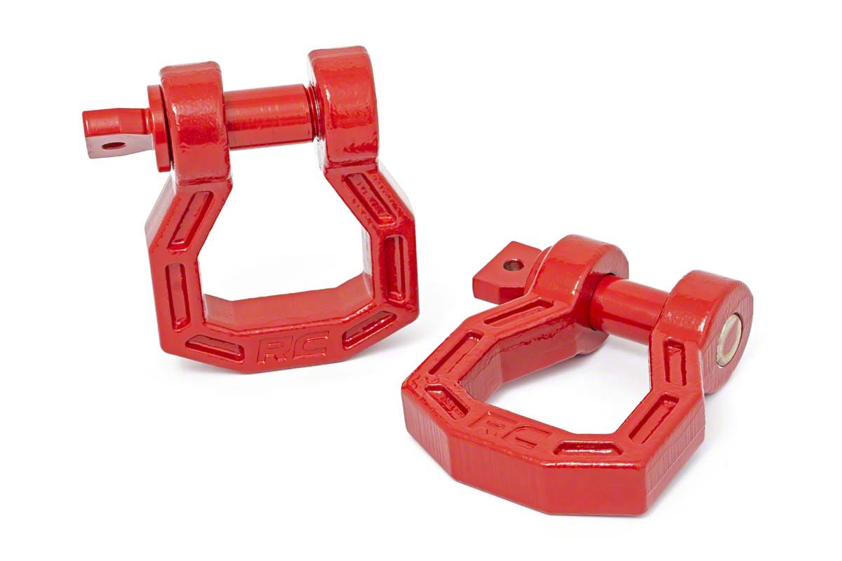 Rough Country Forged D-Ring Shackle Set; Red