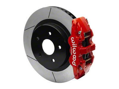 Wilwood AERO4 Rear Big Brake Kit with 15-Inch Slotted Rotors; Red Calipers (13-18 RAM 1500)