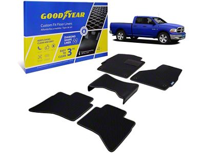 Goodyear Car Accessories Custom Fit Front and Rear Floor Liners; Black (09-18 RAM 1500 Quad Cab)