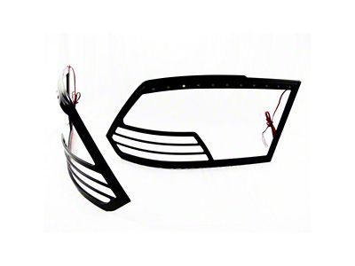 Tail Light Bezels with Red LED Brake and Running Lights; Black (10-14 RAM 2500)