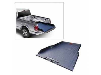 Bed Slide Tray with Aluminum Checker Plate; Textured Black (15-23 Silverado 1500 w/ 5.80-Foot Short & 6.50-Foot Standard Box)