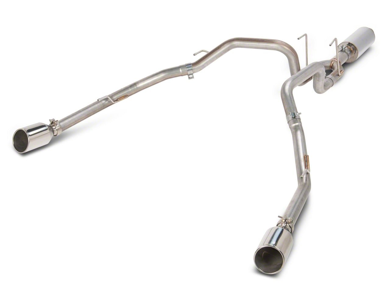 Proven Ground RAM 1500 Dual Exhaust System with Black Tips; Rear Exit ...