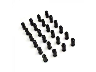 Black Bulge Acorn Lug Nut Kit; 14mm x 1.5; Set of 24 (99-23 Silverado 1500)