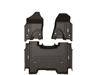 3W All Weather Front and Rear Floor Liners; Black (19-23 Ram 1500 Crew Cab w/o Rear Under Seat Storage)