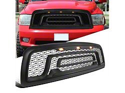 Rebel Style Upper Replacement Grille with Amber LED Lights; Matte Black (09-12 RAM 1500)