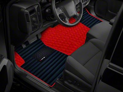 F1 Hybrid Front and Rear Floor Mats; Full Red (09-18 RAM 1500 Quad Cab w/ Front Bench Seat)