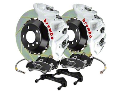 Brembo GT Series 8-Piston Front Big Brake Kit with 2-Piece Slotted Rotors; White Calipers (07-18 Silverado 1500)