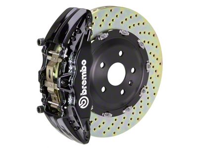 Brembo GT Series 6-Piston Front Big Brake Kit with 2-Piece Cross Drilled Rotors; Black Calipers (00-06 Sierra 1500)