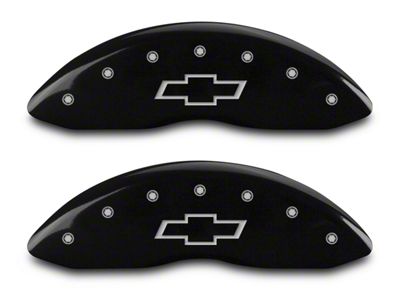 MGP Black Caliper Covers with Bowtie Logo; Front and Rear (14-18 Silverado 1500)