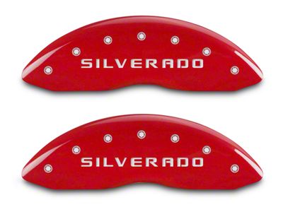 MGP Red Caliper Covers with Silverado Logo; Front and Rear (14-18 Silverado 1500)