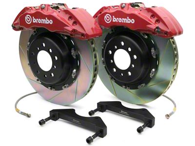 Brembo GT Series 6-Piston Front Big Brake Kit with 2-Piece Slotted Rotors; Red Calipers (07-18 Silverado 1500)