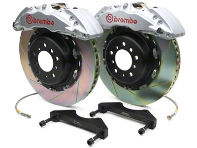 Brembo GT Series 6-Piston Front Big Brake Kit with 2-Piece Slotted Rotors; Silver Calipers (07-18 Silverado 1500)