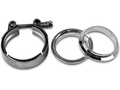 Granatelli Motor Sports 2.50-Inch Mating Male to Female Interlocking Flange with V-Band Exhaust Clamp; Stainless Steel (Universal; Some Adaptation May Be Required)