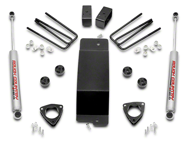 Rough Country 3.5 Inch Suspension Lift Kit w/o Upper Control Arms (07-18 4WD Silverado 1500 w/ Stock Cast Steel Control Arms)