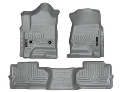 Husky Liners WeatherBeater Front and Second Seat Floor Liners; Footwell Coverage; Gray (14-18 Silverado 1500 Double Cab, Crew Cab)