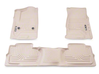 Husky Liners WeatherBeater Front and Second Seat Floor Liners; Footwell Coverage; Tan (14-18 Silverado 1500 Double Cab, Crew Cab)