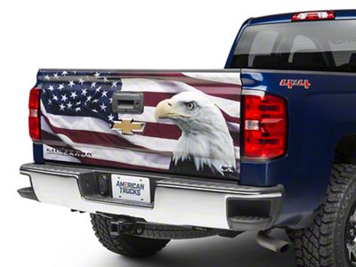SEC10 Tailgate Decal; Flag and Eagle (07-23 Silverado 1500)