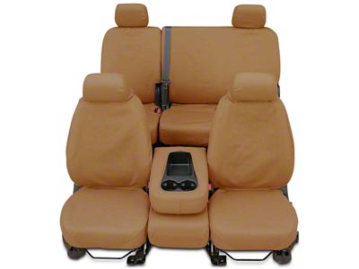 Covercraft Seat Saver Polycotton Custom Front Row Seat Covers; Tan (07-13 Silverado 1500 w/ Bench Seat)