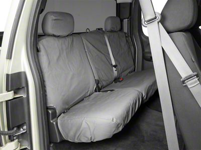 Covercraft Seat Saver Polycotton Custom Second Row Seat Cover; Charcoal (19-23 Silverado 1500 Double Cab, Crew Cab w/ 60/40 Split Cushion Bench Seat & Fold-Down Armrest)
