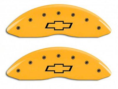 MGP Yellow Caliper Covers with Bowtie Logo; Front and Rear (14-18 Silverado 1500)