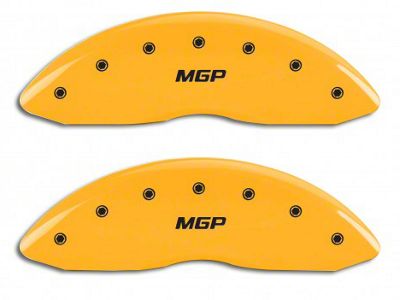 MGP Yellow Caliper Covers with MGP Logo; Front and Rear (14-18 Silverado 1500)