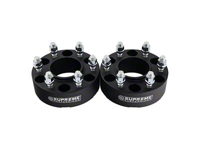 Supreme Suspensions 2-Inch Hub and Wheel Centric Wheel Spacers; Black (99-23 Silverado 1500)