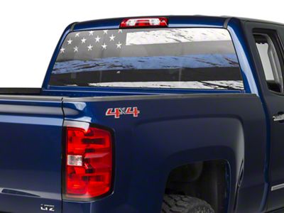 SEC10 Perforated Real Flag Rear Window Decal; Blue Line (99-23 Silverado 1500)