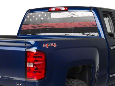 SEC10 Perforated Real Flag Rear Window Decal; Red Line (99-23 Silverado 1500)