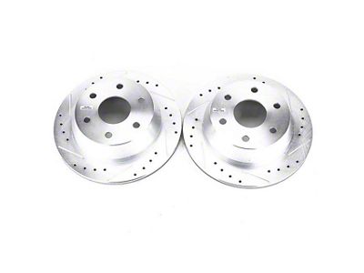 PowerStop Evolution Cross-Drilled and Slotted 6-Lug Rotors; Rear Pair (99-06 Silverado 1500 w/o Rear Drum Brakes)