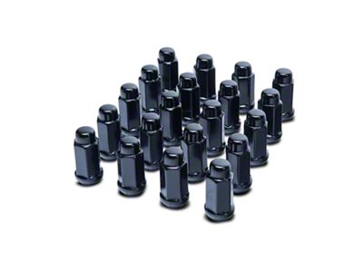 Black XL Acorn Lug Nut Kit; 14mm x 1.5; Set of 24 (99-23 Silverado 1500)