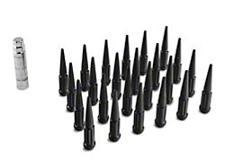 Black Spike Lug Nut Kit; 14mm x 1.5; Set of 24 (99-23 Silverado 1500)