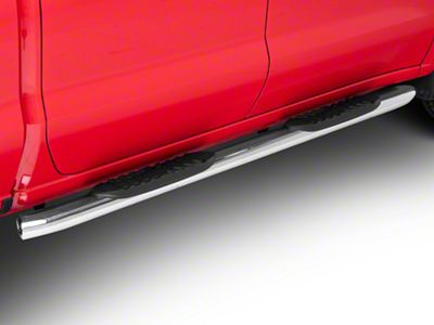 RedRock 5-Inch Oval Bent End Side Step Bars; Stainless Steel (19-23 Silverado 1500 Crew Cab)